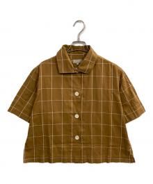 MARGARET HOWELL（マーガレットハウエル）の古着「WINDOWPANE CHECK COTTON LINEN」｜イエロー