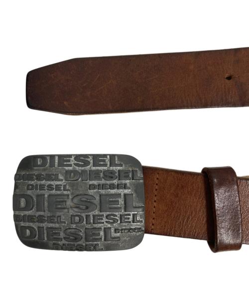 DIESEL（ディーゼル）DIESEL (ディーゼル) ロゴバックルベルト ブラウン サイズ:85/34の古着・服飾アイテム