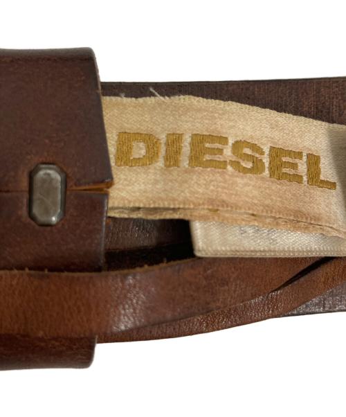 DIESEL（ディーゼル）DIESEL (ディーゼル) ロゴバックルベルト ブラウン サイズ:85/34の古着・服飾アイテム
