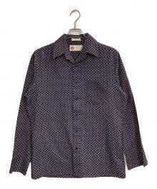 Sears（シアーズ）の古着「70s 総柄シャツ」｜ネイビー