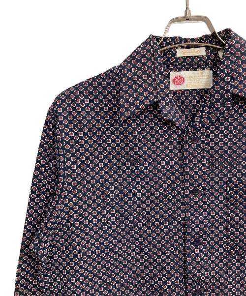 Sears（シアーズ）Sears (シアーズ) 70s 総柄シャツ ネイビー サイズ:Mの古着・服飾アイテム