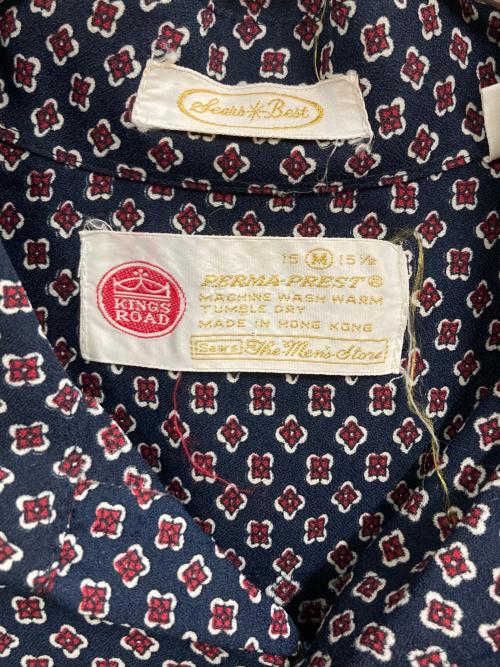 Sears（シアーズ）Sears (シアーズ) 70s 総柄シャツ ネイビー サイズ:Mの古着・服飾アイテム