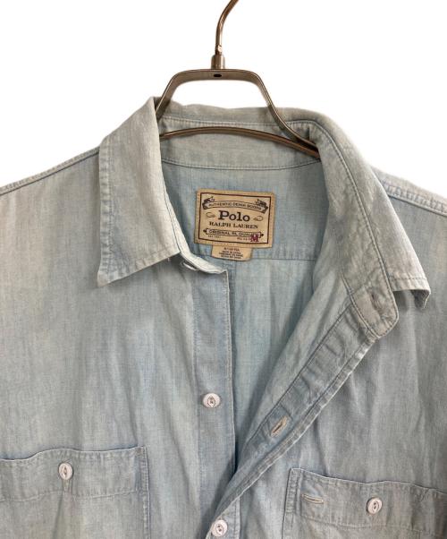 POLO RALPH LAUREN（ポロ・ラルフローレン）POLO RALPH LAUREN (ポロ・ラルフローレン) リネン混ワンピース スカイブルー サイズ:Mの古着・服飾アイテム