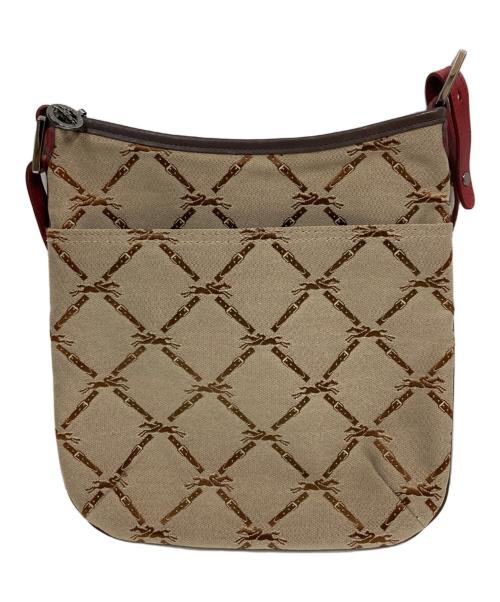 LONGCHAMP（ロンシャン）LONGCHAMP (ロンシャン) ショルダーバッグ ベージュ×レッドの古着・服飾アイテム