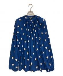LAUREN RALPH LAUREN（ローレン ラルフ ローレン）の古着「Ffloral pleated georgette blouse」｜ネイビー