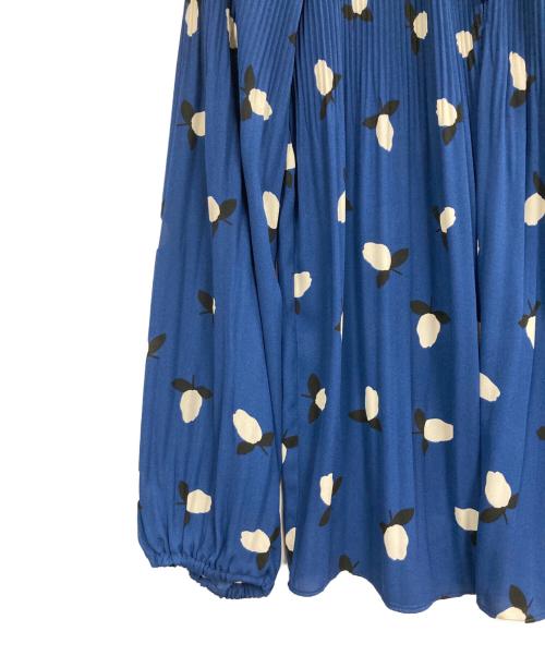 LAUREN RALPH LAUREN（ローレン ラルフ ローレン）LAUREN RALPH LAUREN (ローレン ラルフ ローレン) Ffloral pleated georgette blouse ネイビー サイズ:Sの古着・服飾アイテム