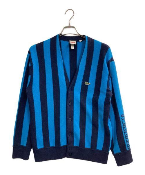 SUPREME（シュプリーム）SUPREME (シュプリーム) LACOSTE LIVE (ラコステライブ) ストライプカーディガン ネイビー×ブルー サイズ:Sの古着・服飾アイテム