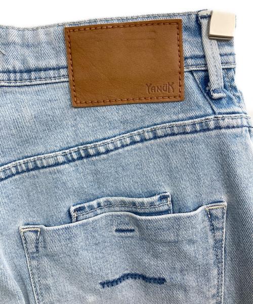 YANUK（ヤヌーク）YANUK (ヤヌーク) クラッシュワイドデニムパンツ ブルー サイズ:24の古着・服飾アイテム