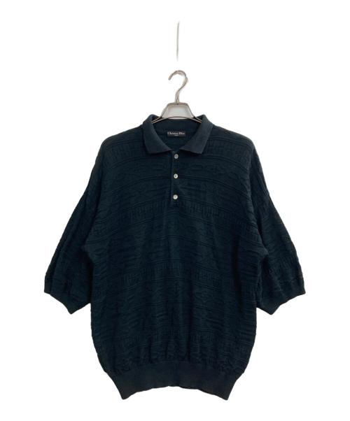 Christian Dior Sports（クリスチャン ディオールスポーツ）Christian Dior Sports (クリスチャン ディオールスポーツ) 3D半袖ポロニット ブラック サイズ:LLの古着・服飾アイテム