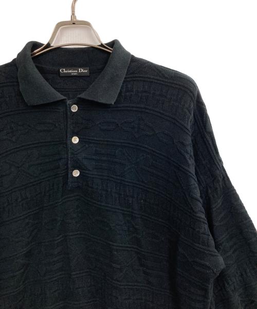 Christian Dior Sports（クリスチャン ディオールスポーツ）Christian Dior Sports (クリスチャン ディオールスポーツ) 3D半袖ポロニット ブラック サイズ:LLの古着・服飾アイテム