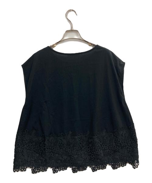 BEARDSLEY（ビアズリー）BEARDSLEY (ビアズリー) 裾レースフレンチカットソー ブラック サイズ:Freeの古着・服飾アイテム