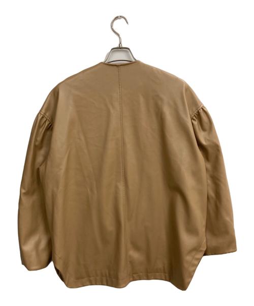 CLANE（クラネ）CLANE (クラネ) VOLUME SLEEVE LEATHER BLOUSON ブラウン サイズ:2の古着・服飾アイテム