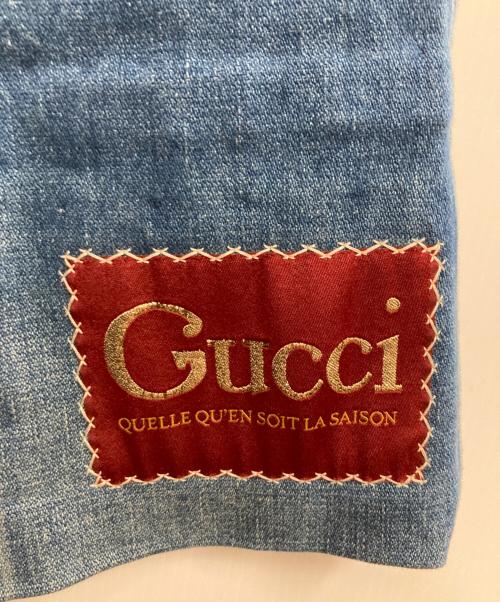 GUCCI（グッチ）GUCCI (グッチ) 20AW ロゴパッチウォッシュドフレアデニムパンツ ブルー サイズ:25の古着・服飾アイテム