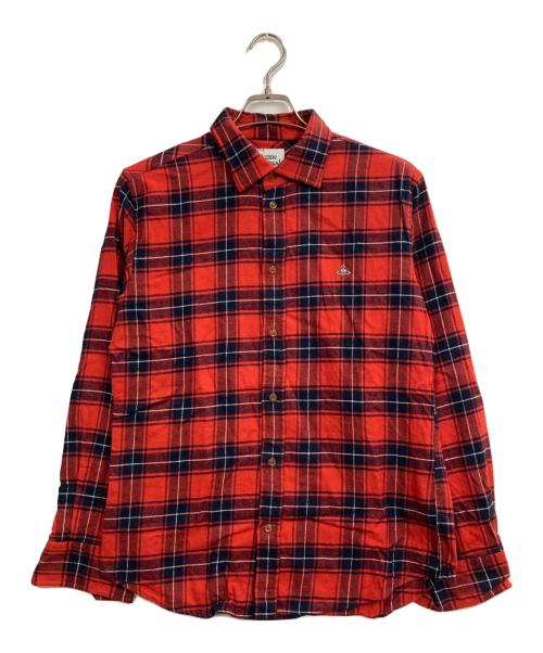 Vivienne Westwood man（ヴィヴィアン ウェストウッド マン）Vivienne Westwood man (ヴィヴィアン ウェストウッド マン) FLANNEL CLASSIC SHIRT レッド サイズ:50の古着・服飾アイテム