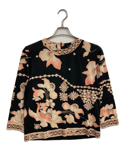 LEONARD FASHION（レオナールファッション）LEONARD FASHION (レオナールファッション) ウールシルクブラウス ピンク×ブラック サイズ:Lの古着・服飾アイテム