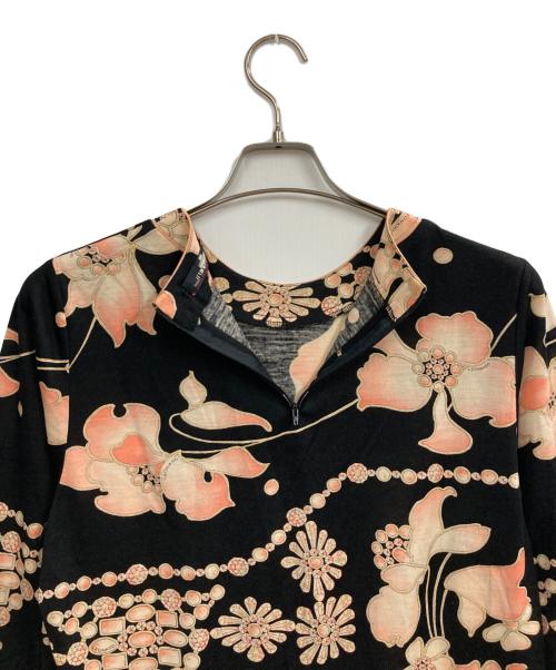 LEONARD FASHION（レオナールファッション）LEONARD FASHION (レオナールファッション) ウールシルクブラウス ピンク×ブラック サイズ:Lの古着・服飾アイテム