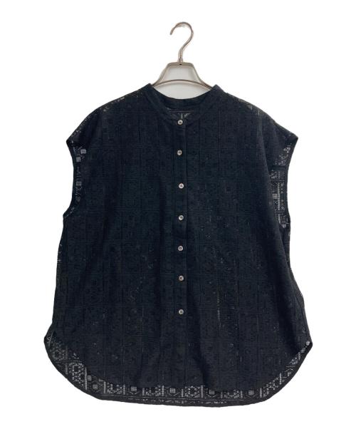 Spick and Span（スピック＆スパン）Spick and Span (スピック＆スパン) PEレースフレンチスリーブシャツ ブラック サイズ:記載なし（実寸サイズを参照ください）の古着・服飾アイテム
