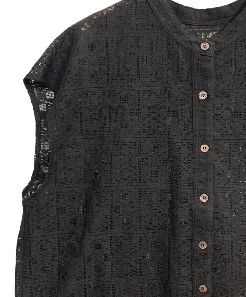 Spick and Span（スピック＆スパン）Spick and Span (スピック＆スパン) PEレースフレンチスリーブシャツ ブラック サイズ:記載なし（実寸サイズを参照ください）の古着・服飾アイテム