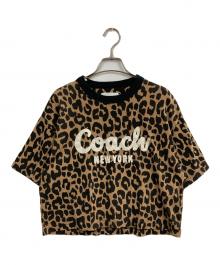 COACH（コーチ）の古着「レオパード カーシヴ シグネチャー クロップド Tシャツ」｜ブラウン