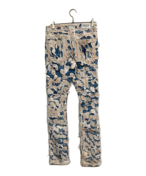 FOCUS JEANS（フォーカスジーンズ）FOCUS JEANS (フォーカスジーンズ) フリンジデニムパンツ ブルー×ホワイト サイズ:W29の古着・服飾アイテム