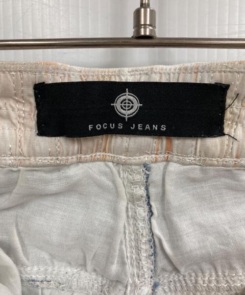 FOCUS JEANS（フォーカスジーンズ）FOCUS JEANS (フォーカスジーンズ) フリンジデニムパンツ ブルー×ホワイト サイズ:W29の古着・服飾アイテム