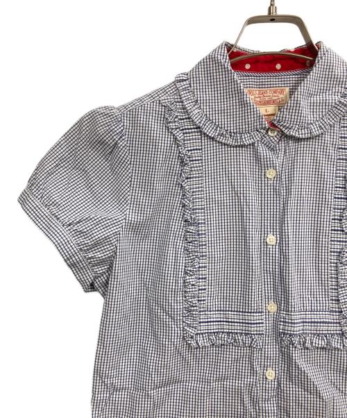 POLO JEANS（ポロジーンズ）POLO JEANS (ポロジーンズ) 90s-00s チェックフリルブラウス ブルー サイズ:Lの古着・服飾アイテム