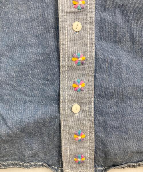 PUNK DRUNKERS（パンクドランカーズ）PUNK DRUNKERS (パンクドランカーズ) メキシカンドクロ刺繍シャツ ブルー サイズ:Mの古着・服飾アイテム