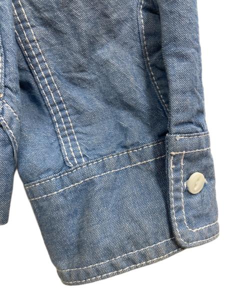 PUNK DRUNKERS（パンクドランカーズ）PUNK DRUNKERS (パンクドランカーズ) メキシカンドクロ刺繍シャツ ブルー サイズ:Mの古着・服飾アイテム