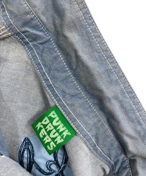 PUNK DRUNKERS（パンクドランカーズ）PUNK DRUNKERS (パンクドランカーズ) メキシカンドクロ刺繍シャツ ブルー サイズ:Mの古着・服飾アイテム