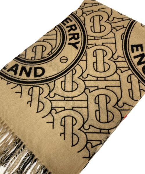 BURBERRY（バーバリー）BURBERRY (バーバリー) チェック＆モノグラム リバーシブル カシミヤマフラー ベージュの古着・服飾アイテム