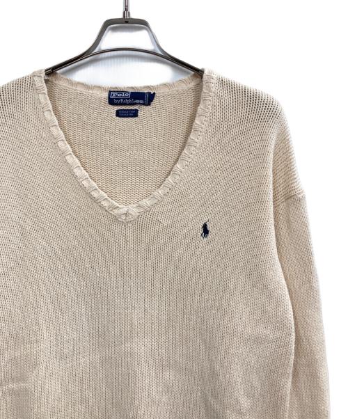 POLO RALPH LAUREN（ポロ・ラルフローレン）POLO RALPH LAUREN (ポロ・ラルフローレン) コットンニット アイボリー サイズ:Mの古着・服飾アイテム