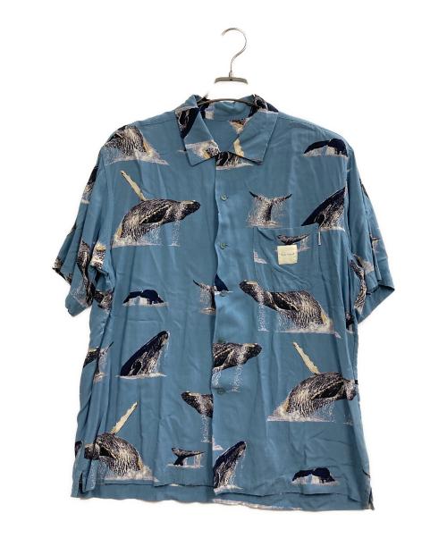 KARL HELMUT（カールヘルム）Karl Helmut (カールヘルム) レーヨン総柄シャツ スカイブルー サイズ:Mの古着・服飾アイテム