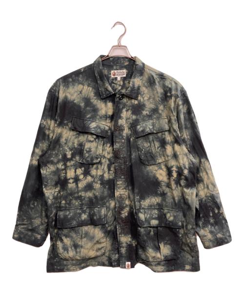 A BATHING APE（アベイシングエイプ）A BATHING APE (アベイシングエイプ) TIE DYE ARMY JUNGLE FATIGUE SHIRT JACKET カーキ サイズ:2XLの古着・服飾アイテム