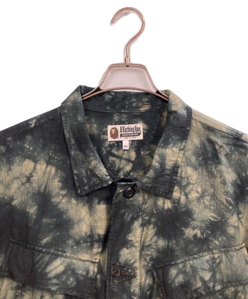 A BATHING APE（アベイシングエイプ）A BATHING APE (アベイシングエイプ) TIE DYE ARMY JUNGLE FATIGUE SHIRT JACKET カーキ サイズ:2XLの古着・服飾アイテム