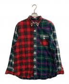 POLO RALPH LAURENポロ・ラルフローレン）の古着「パッチワークシャツ」｜レッド×グリーン
