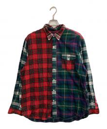 POLO RALPH LAUREN（ポロ・ラルフローレン）の古着「パッチワークシャツ」｜レッド×グリーン