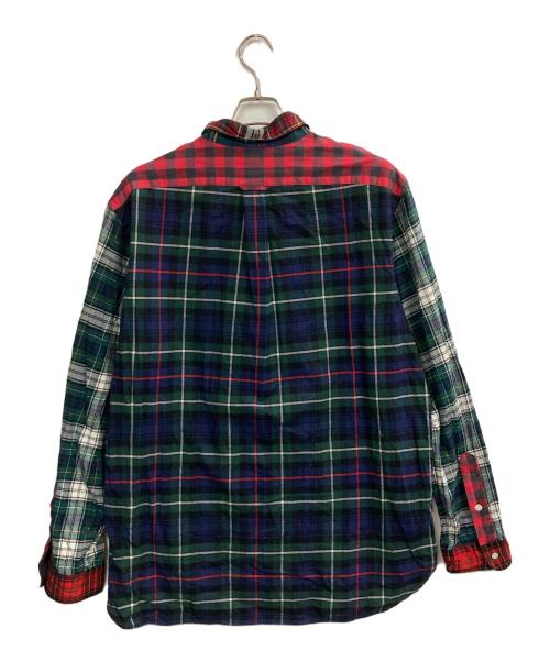 POLO RALPH LAUREN（ポロ・ラルフローレン）POLO RALPH LAUREN (ポロ・ラルフローレン) パッチワークシャツ レッド×グリーン サイズ:XLの古着・服飾アイテム
