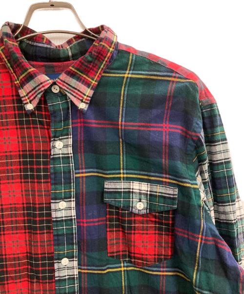 POLO RALPH LAUREN（ポロ・ラルフローレン）POLO RALPH LAUREN (ポロ・ラルフローレン) パッチワークシャツ レッド×グリーン サイズ:XLの古着・服飾アイテム