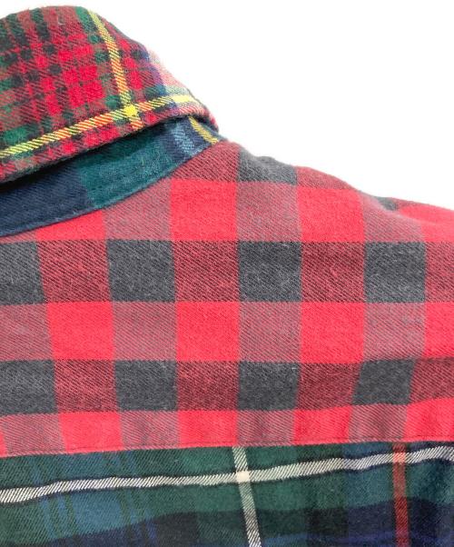 POLO RALPH LAUREN（ポロ・ラルフローレン）POLO RALPH LAUREN (ポロ・ラルフローレン) パッチワークシャツ レッド×グリーン サイズ:XLの古着・服飾アイテム