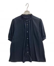 23区（ニジュウサンク）の古着「バックサテンアムンゼンフリルブラウス」｜ネイビー