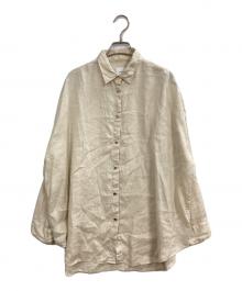 Spick and Span（スピック＆スパン）の古着「80リネンカシュクールビッグシャツ」｜ベージュ