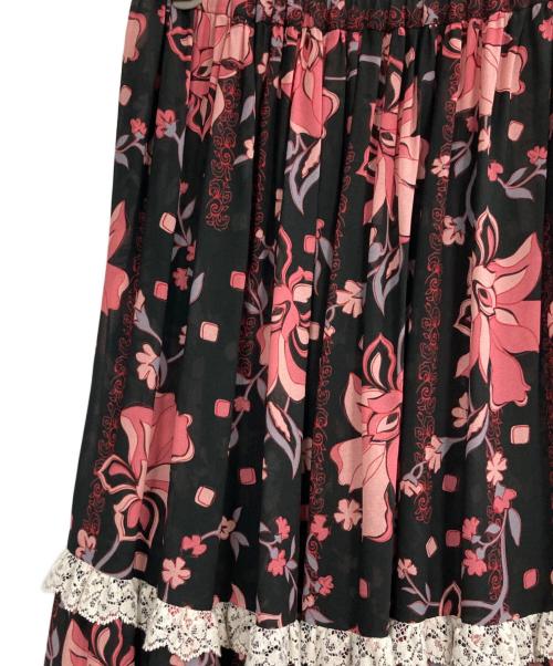 GUCCI（グッチ）GUCCI (グッチ) フラワープリントスカート ブラック サイズ:S(36)の古着・服飾アイテム