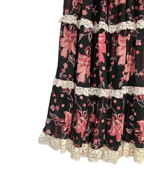 GUCCI（グッチ）GUCCI (グッチ) フラワープリントスカート ブラック サイズ:S(36)の古着・服飾アイテム