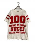 GUCCIグッチ）の古着「100周年 MUSIC IS MINE ロゴ Tシャツ」｜ホワイト