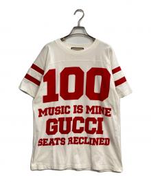 GUCCI（グッチ）の古着「100周年 MUSIC IS MINE ロゴ Tシャツ」｜ホワイト