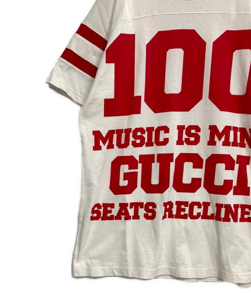 GUCCI（グッチ）GUCCI (グッチ) 100周年 MUSIC IS MINE ロゴ Tシャツ ホワイト サイズ:XXSの古着・服飾アイテム