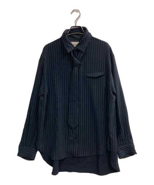 THE TOE（ザ・トゥー）THE TOE (ザ・トゥー) タイ付きストライプシャツ ネイビー サイズ:Mの古着・服飾アイテム