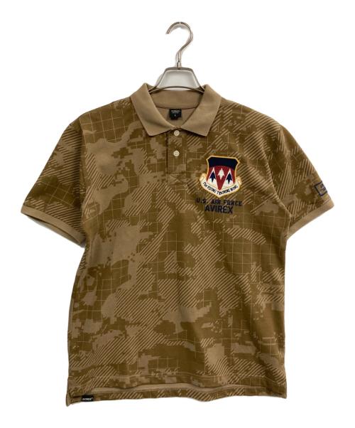 AVIREX（アヴィレックス）AVIREX (アヴィレックス) EMBROIDERED POLO SHIRT ブラウン サイズ:Ｌの古着・服飾アイテム