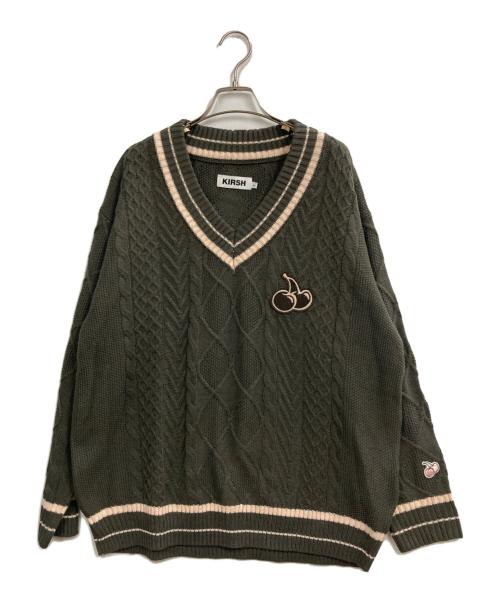 KIRSH（キルシー）KIRSH (キルシー) Middle Cherry Twist V-Neck Knit グレー サイズ:1の古着・服飾アイテム