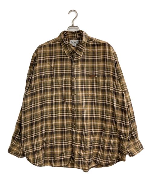 CarHartt（カーハート）CarHartt (カーハート) チェックシャツ ブラウン サイズ:2XLの古着・服飾アイテム